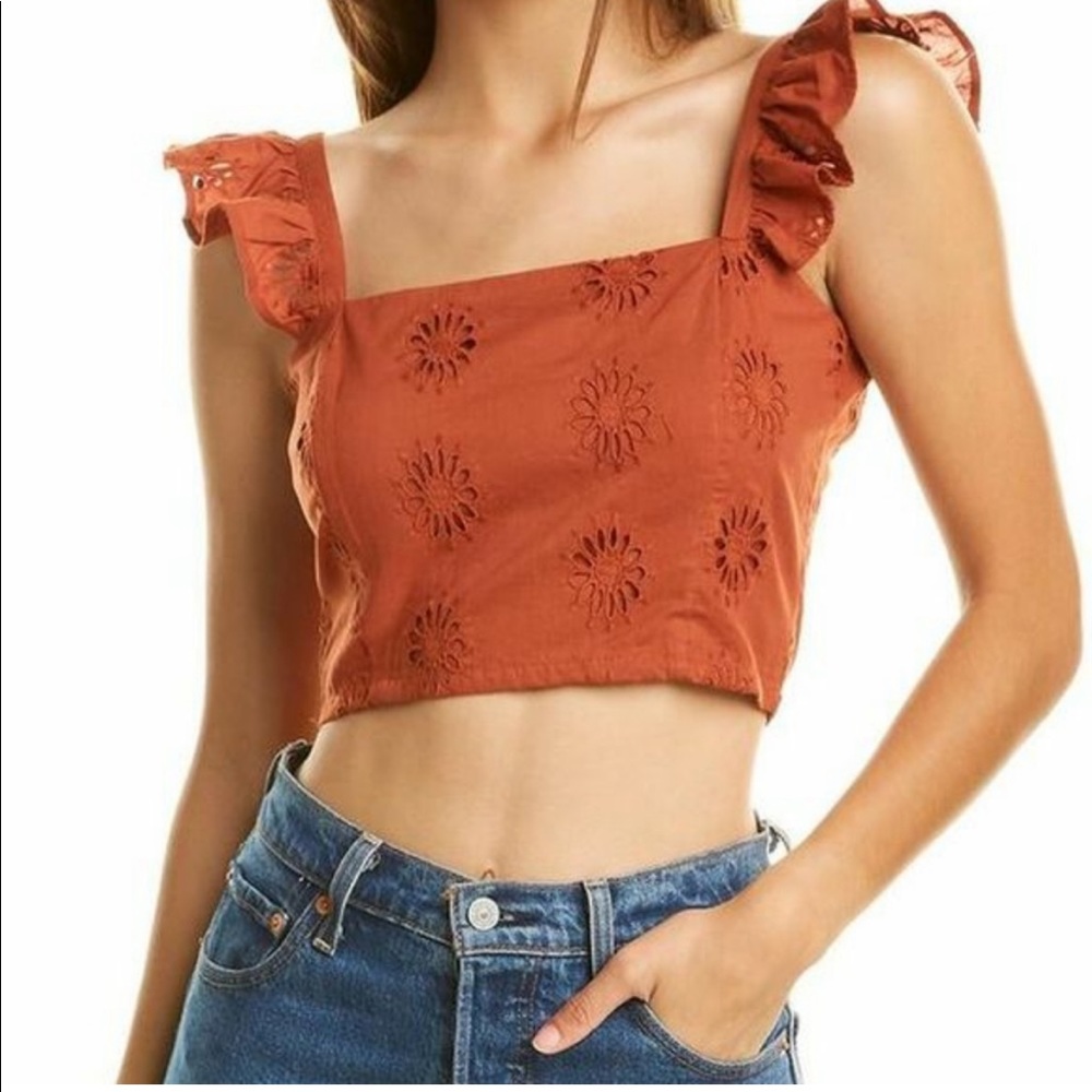 NWT Walter Baker Eyelet Strap Crop Top Size XL Color - Rust